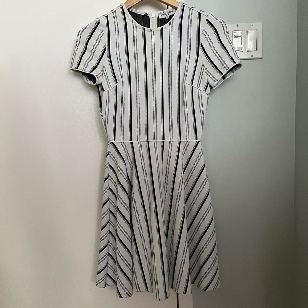 Opening ceremony black and white striped dress